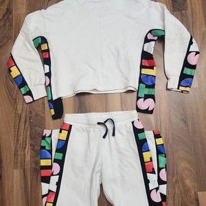 STELLA MCCARTNEY KIDSWHITE ORGANIC COTTON JOGGERS Set. See stains Sz 12